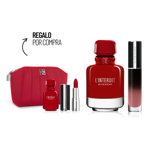L'Interdit Rouge Ultime EDP 50 ml + Le Rouge Interdit Cream Velvet N10 + Pouch +  Mini Tallas