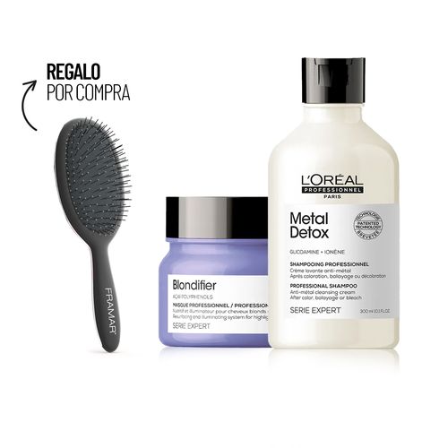 Serie Expert Metal Detox Shampoo 300 ml + Blondifier Mascara + Cepillo