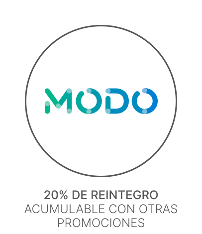MODO - 20% de reintegro acumulable + 6  cuotas sin interés